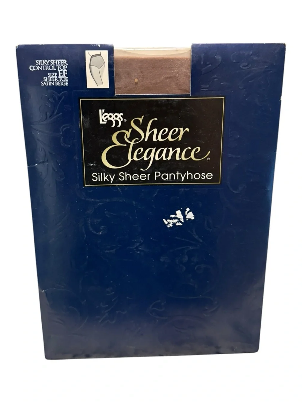 Vintage L'eggs Sheer Elegance Silky Sheer Pantyhose Control Top Satin Beige EF